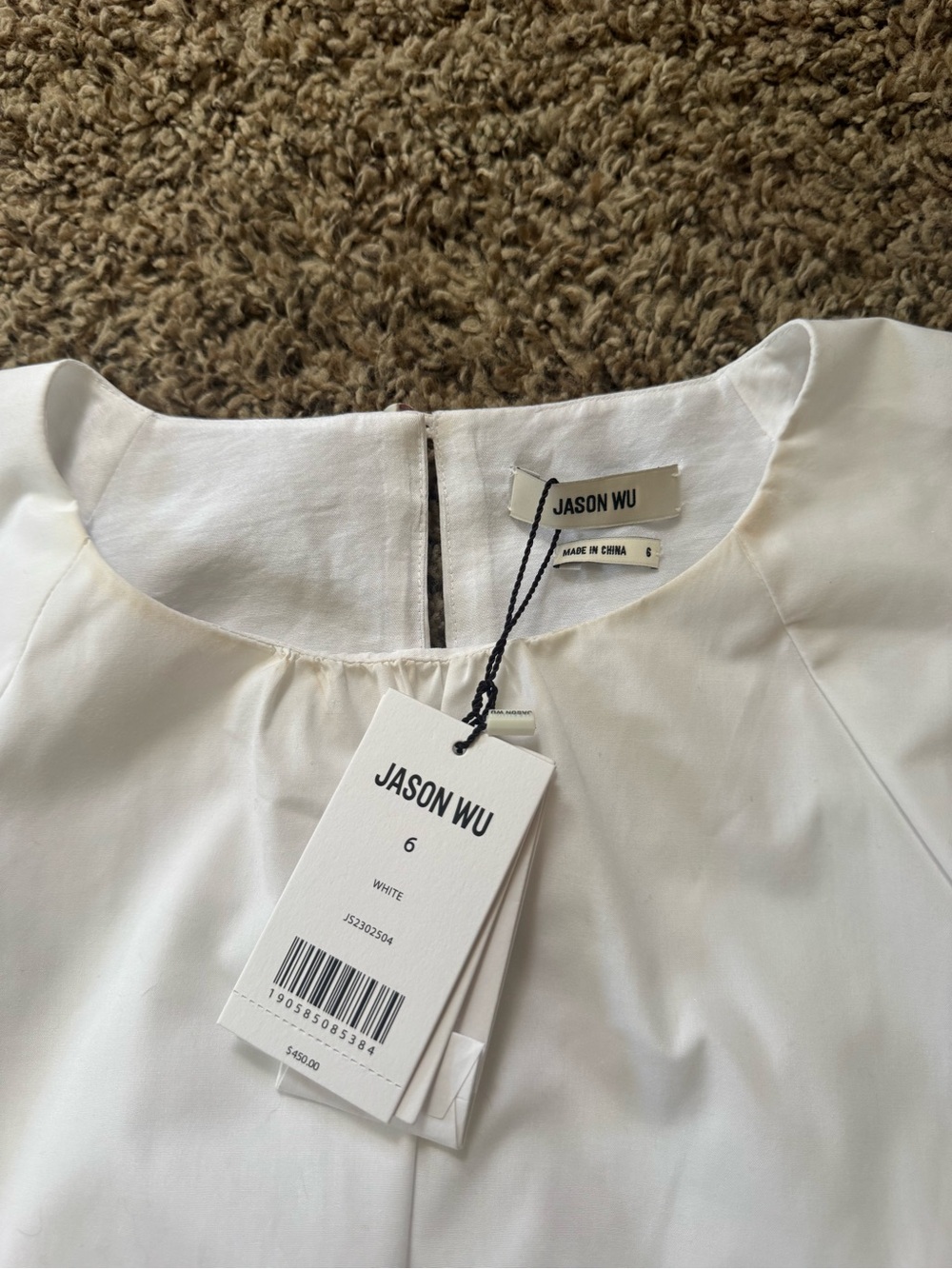 Jason Wu White Puff Sleeve Peplum Blouse - Picture 2 of 2
